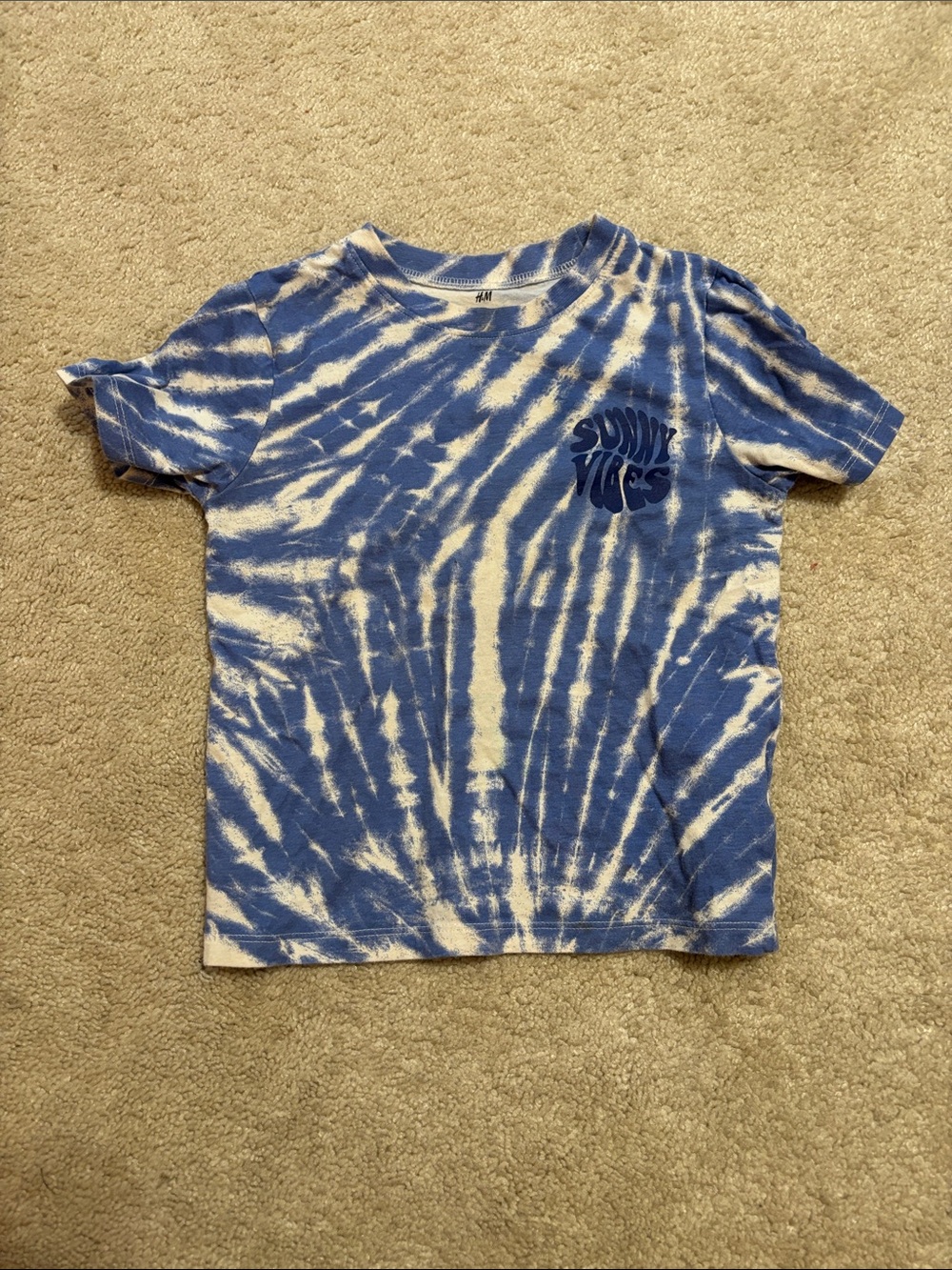 H&M Blue and White Tie-Dye Short Sleeve Tee